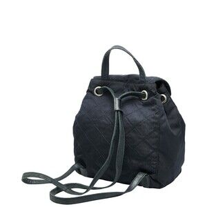 Prada nylon leather plaque Navy logo Blue triangular backpack